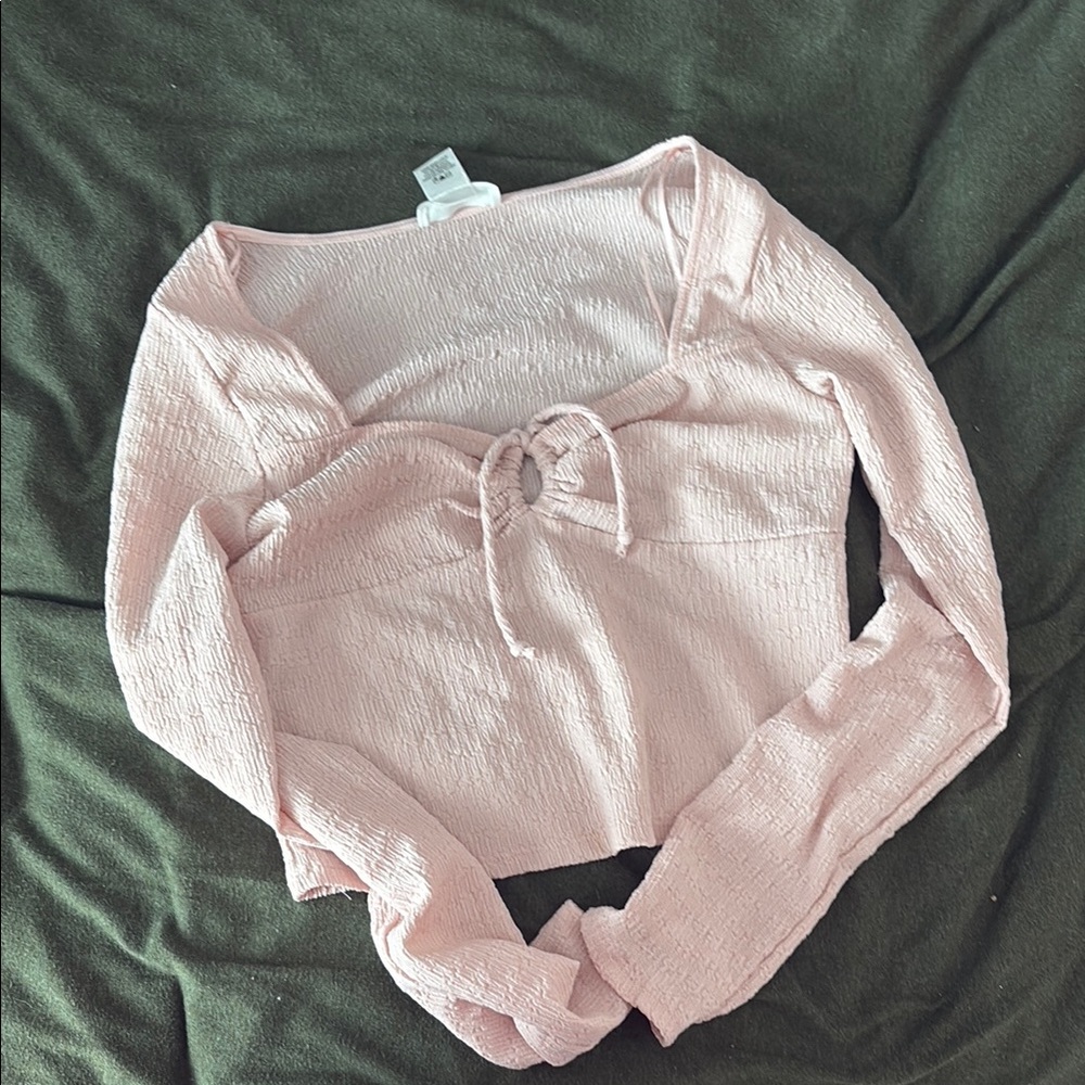 Elegant Light Pink Long Sleeve Blouse